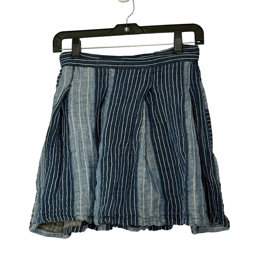 Ace & Jig Boro Sea Striped Linen Cotton Patchwork Pleated Mini‎ Skirt - Small
